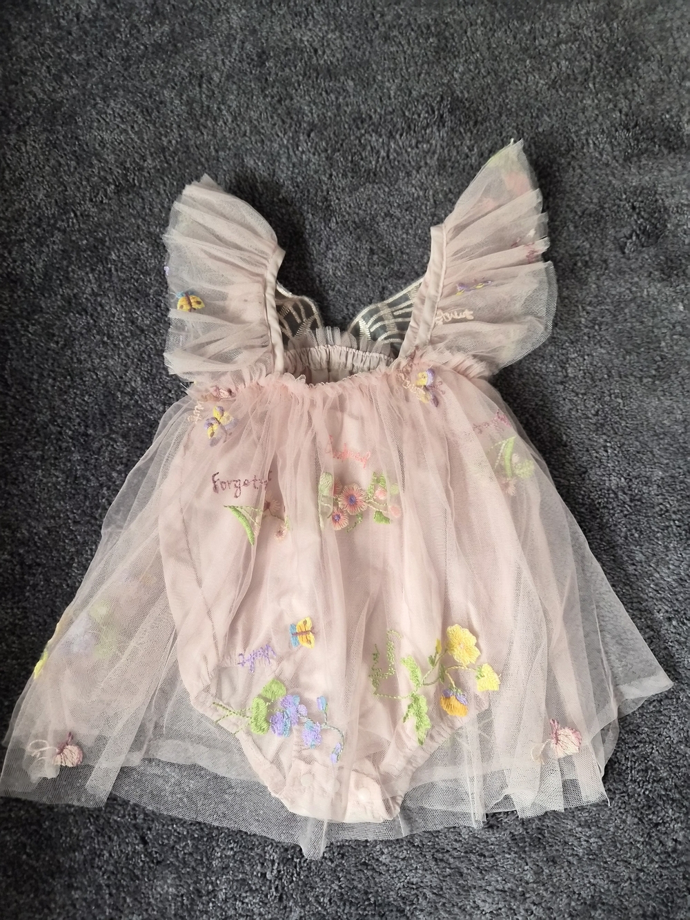 Pink Butterfly Fairy Princess Embroidered Tulle Dress